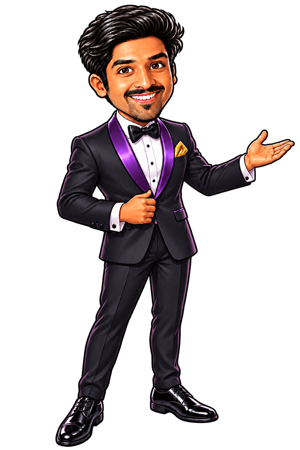 Amreezy, presenter in a tuxedo